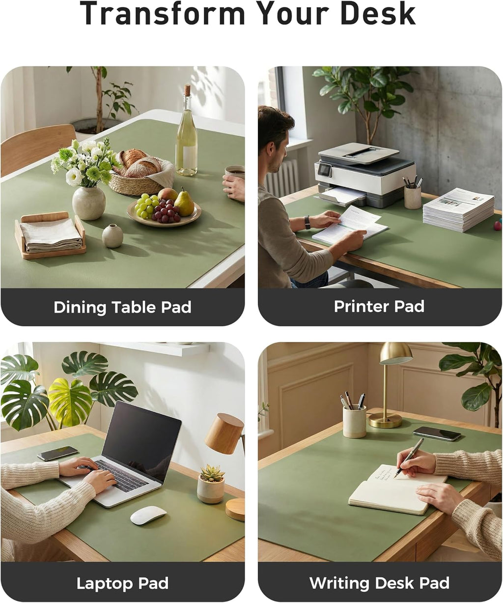 Aothia Faux Leather Desk Mat - Large Mouse Pad, Non-Slip PU Leather Blotter, Waterproof Writing Surface for Office and Home (Olive Green, 63" x 17") - Image 6
