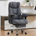 Efomao Executive Office Chair, Bluegrey Fabric Big and Tall Desk Chair | Breathable fabric, pocket spring & foam seat, retractable footrest, 135° recline for computer gaming setup by OFFICECHAIR