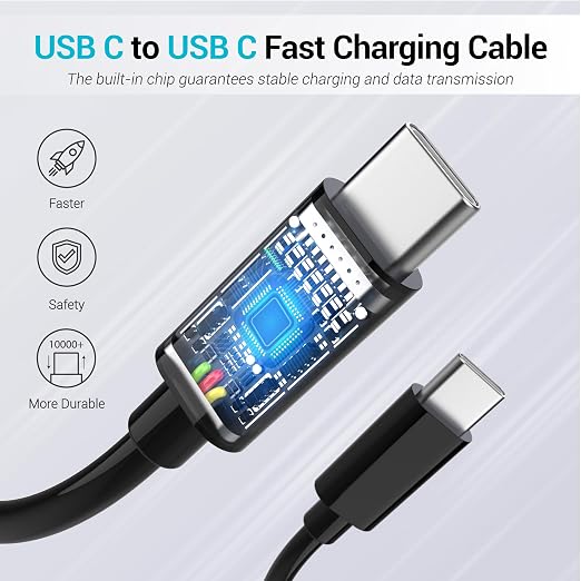 4-Pack (6ft 6ft 10ft 10ft) 60W USB C to USB C Fast Charging Cable | Type C to C Charger Cord Compatible with iPhone 17, 17 Air,16,16 Plus,15, Pro Max, iPad Pro, Galaxy S24/S23/S22 - Black - Image 4