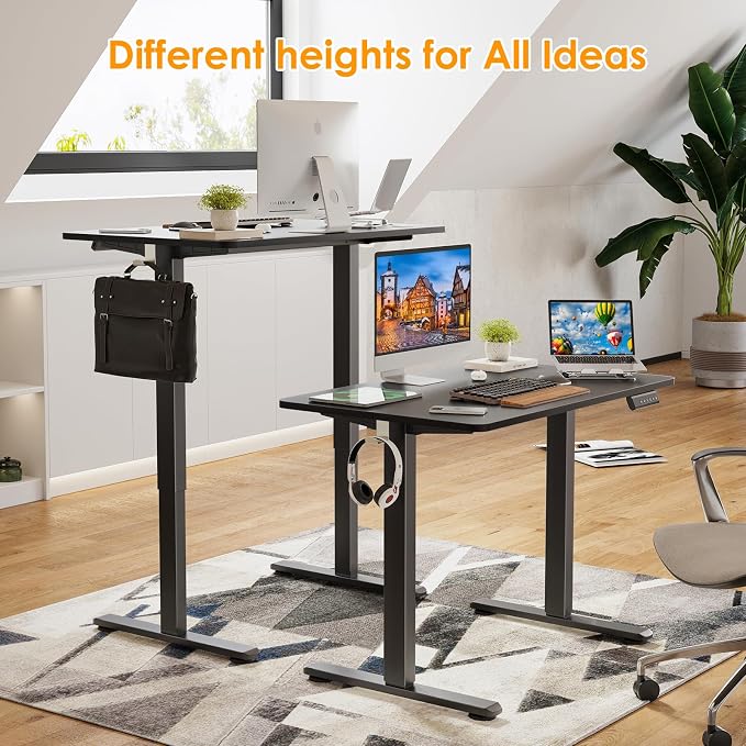 Electric Standing Desk Adjustable Height Sit Stand Home Office Desk with Splice Board - Image 4