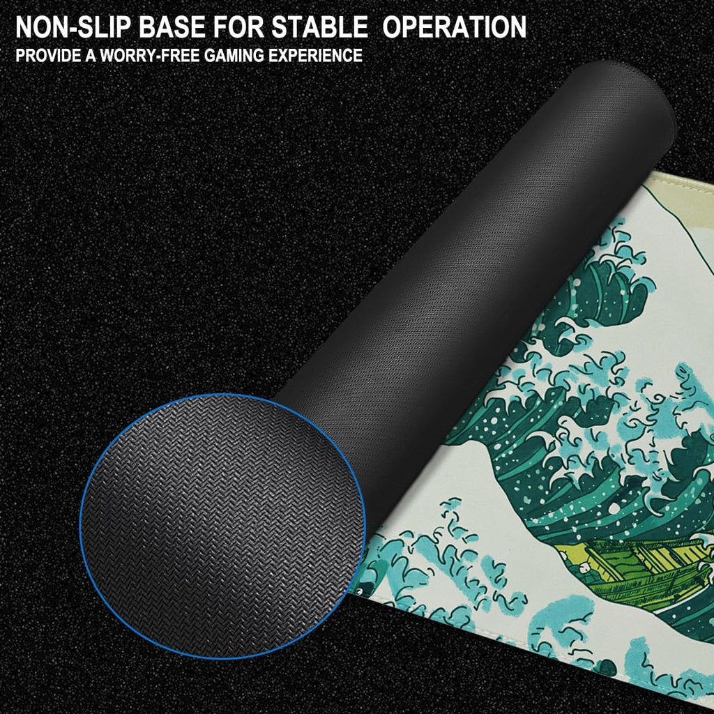 Large Extended Gaming Mouse Pad, 31.5" x15.7" Large Mat with Superior Micro-Weave Cloth, Water Resist Keyboard Mousepad with Non-Slip Base, Laptop Pad for Office Home Gaming, Waves - Image 3