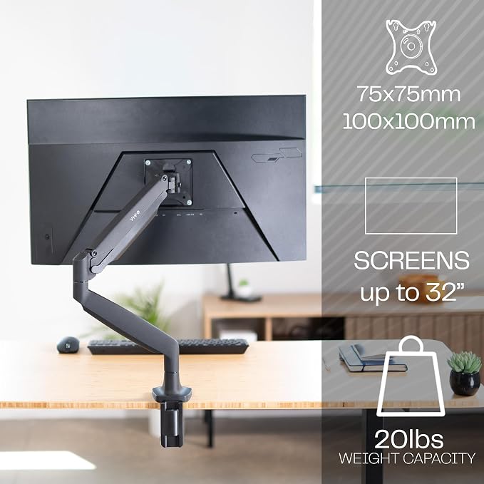 VIVO Premium Aluminum Height Adjustable Single Monitor Articulating Desk Mount Stand w/Gas Spring Arm Fits up to 32" Screen (STAND-V001Q) - Image 8
