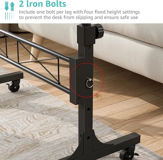 Small Portable Rolling Standing Desk - 32 Inch Adjustable Height Mobile Stand Up Desks with Wheels for Treadmill Walking Pad, Teacher Podium for Classroom, Couch Sofa Side Laptop Table, Rustic Brown - Image 8