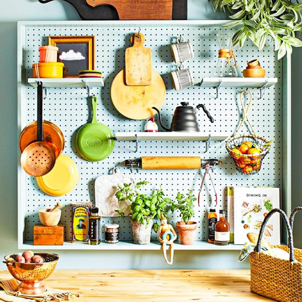Pegboard Shelf Set - 6 Heavy Duty Peg Board Shelves & Steel Brackets, Organizer for Storage, Garage, Workbench, Craft, Office - Image 7