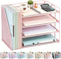 gianotter 4-Tier Paper Organizer With Magazine Holder | Desk Organizers and Accessories, File Organizer for Office Supplies Storag (Pink, 4-Tier) by gianotter