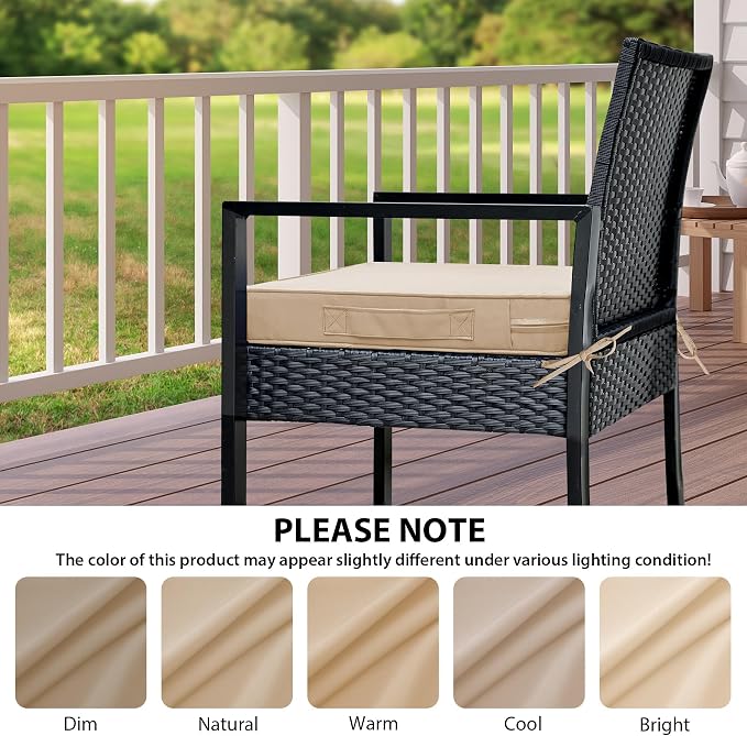 IPYNBAP Outdoor Chair Cushions Set of 4 -Waterproof Outdoor Seat Cushions for Patio Furniture, Patio Chair Cushion with Handle and Ties, Out Door Chair Pads,17x16x2-Square,Beige - Image 7