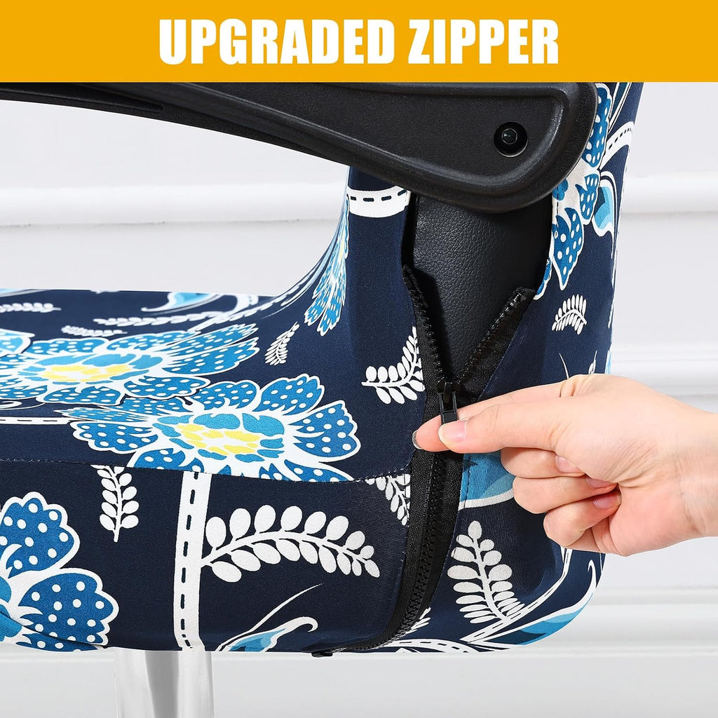 Smiry Office Computer Chair Cover with Armrest Covers, Midnight Blue - Image 2