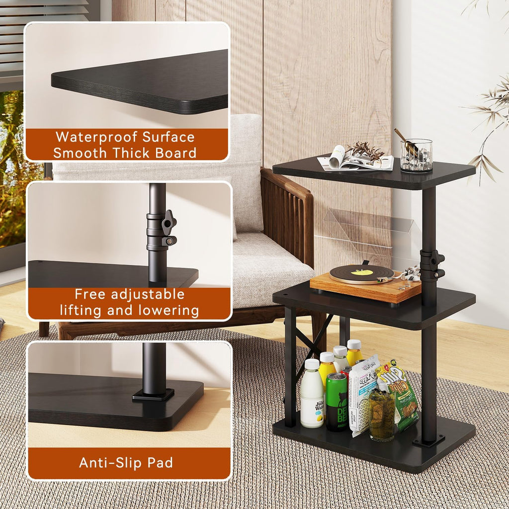 IBUYKE 360° Swivel Height Adjustable C Shaped Side Table,TV Tray Table - Image 7