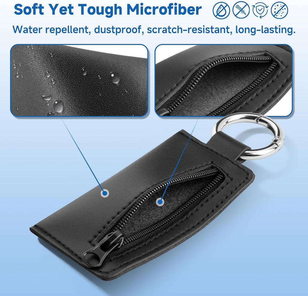 Microfiber USB Flash Drive Holder Case with Keychain, Black - Image 5