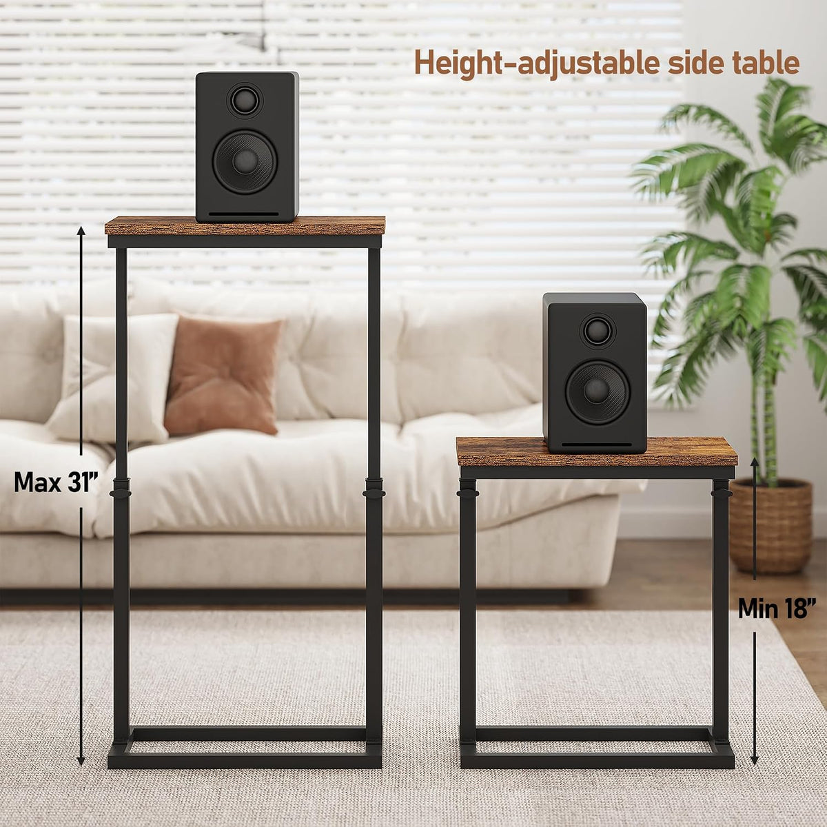 TUTOTAK End Table, Side Table, Tall Couch Table, Sofa Table, Set of 2 - Image 3