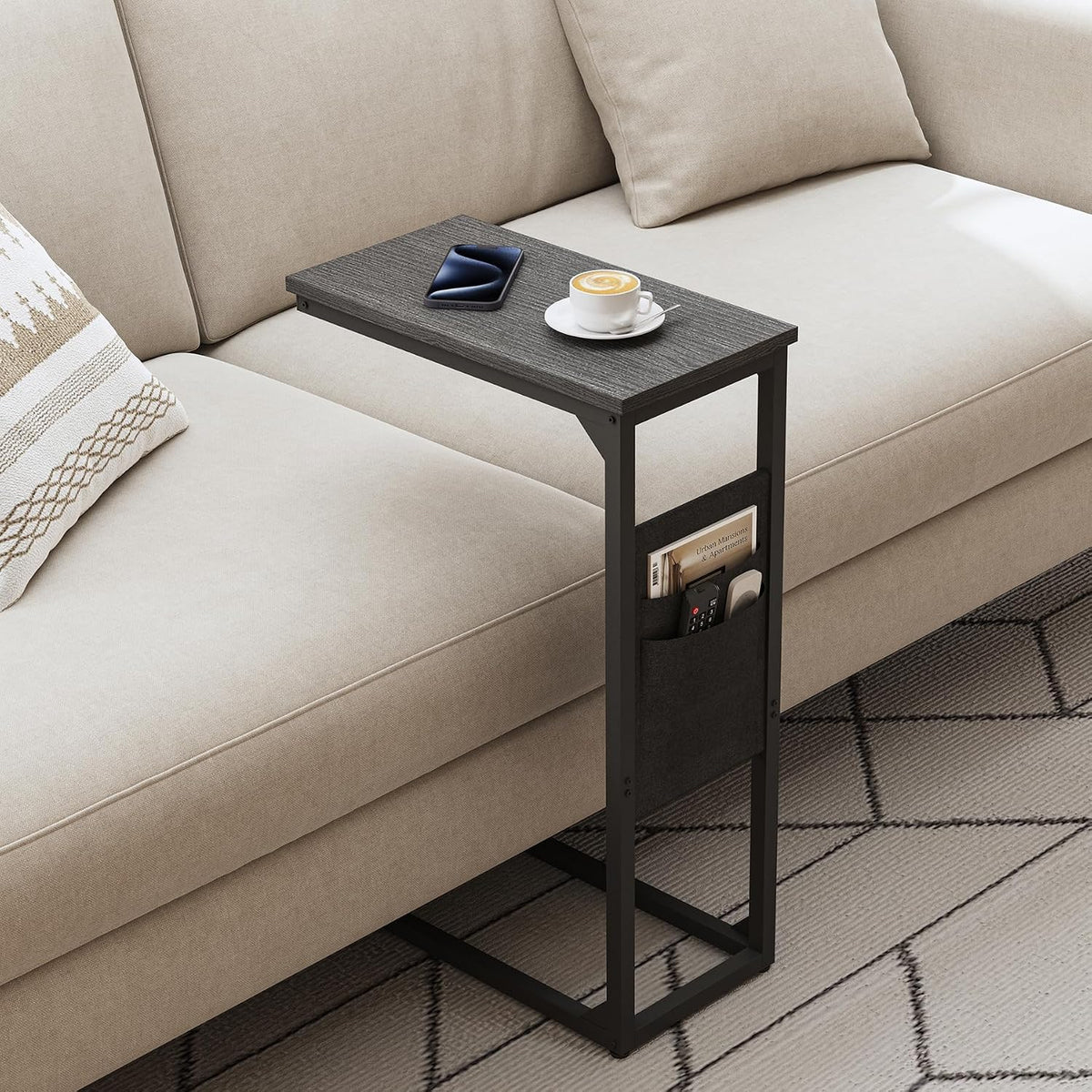TUTOTAK C Shaped End Table, Side Table for Couch, Sofa Table - Image 5
