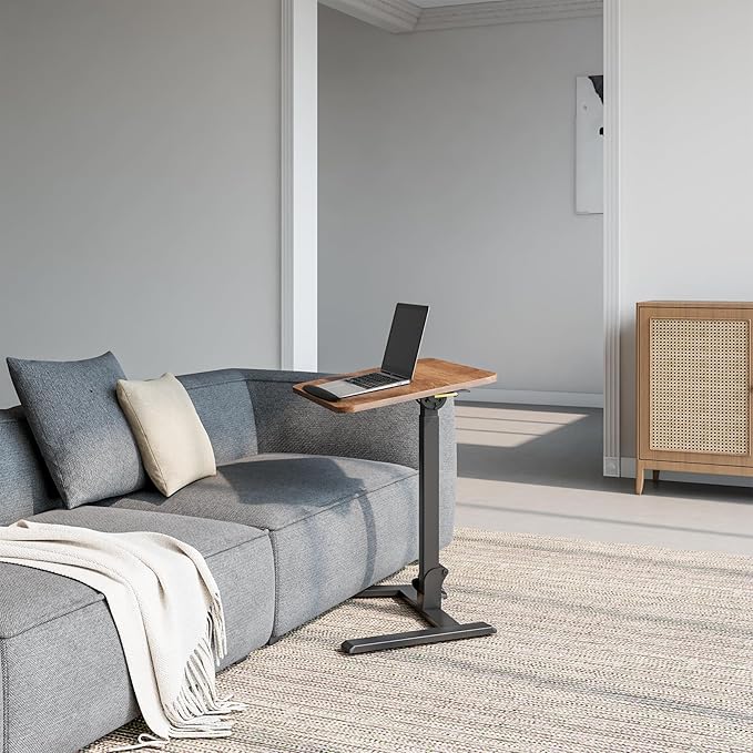25" Mobile Folding Desk: Pneumatic Sit-Stand, No Assembly | 29-42" Height Adjustable Rolling Laptop Desk, Hidden Wheels, 0-90° Tilt Top. Ideal for Home Office, Craft & Study. - Image 5