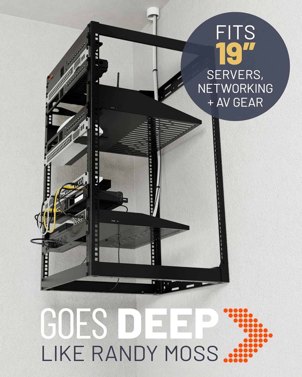 ECHOGEAR 20U Open Frame Rack w/Optimal Air Flow, DIY Assembly, 20.4” Depth - Image 8