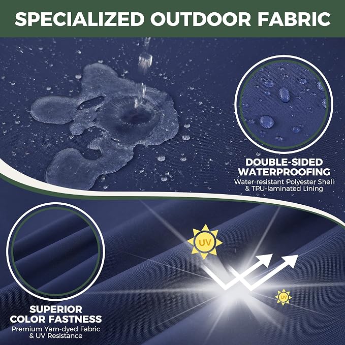 Outdoor Cushions for Patio Furniture, Outdoor Seat Cushion Set 24 x 24 x 5.75 in, Waterproof & Fade Resistant Outdoor Chair Cushions, Patio Cushion with Removable Cover, Set of 2, Navy Blue - Image 2