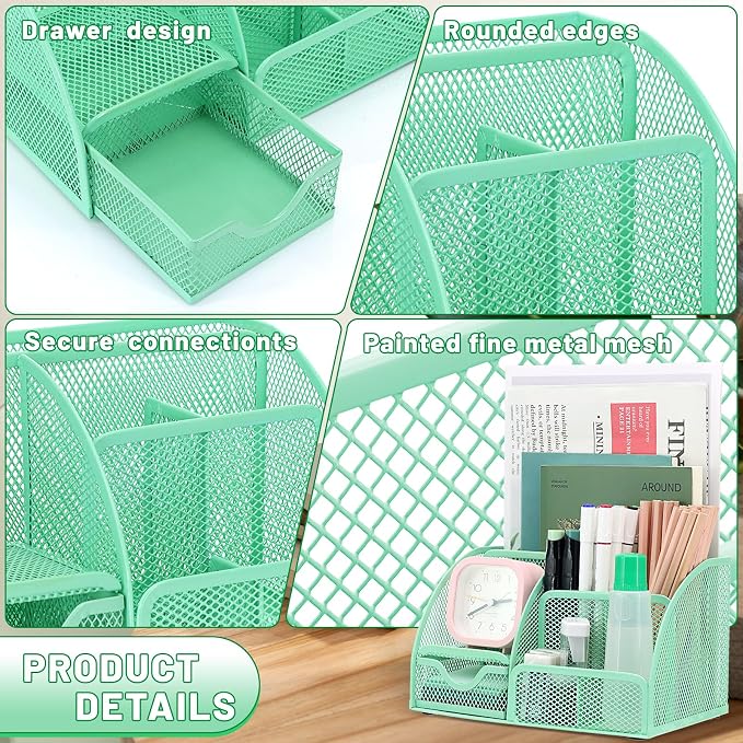 13-in-1 Office Desk Organizer Set for Back to School Supplies Accessories | Organizer Set with Stapler and Tape Dispenser, Pen Holder, Scissors, Ruler, Hole Punch, 2 Pens & More Desk Supplies - Image 9