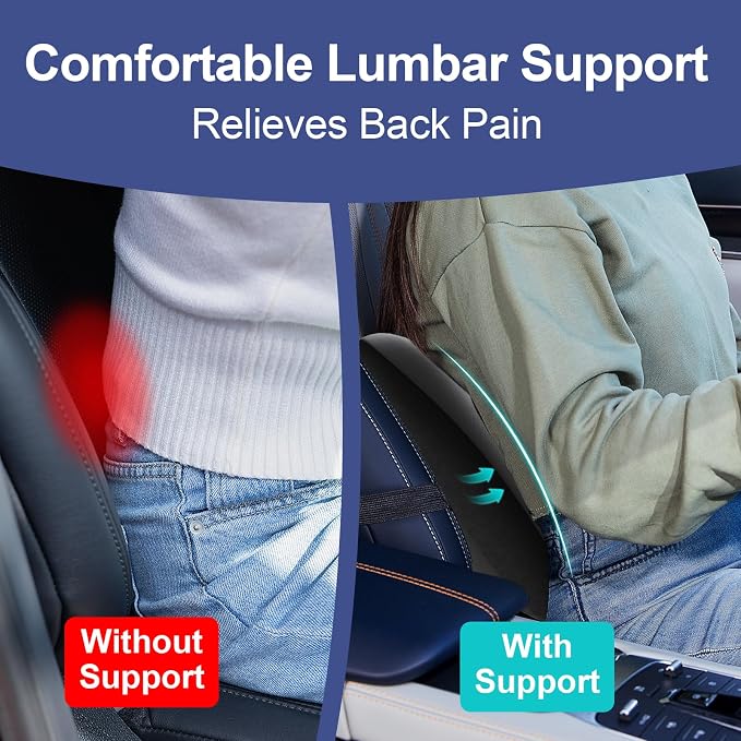 Cooling Lumbar Support Pillow for Car, Memory Foam Car Back Cushion | Cool-Touch Car Seat Back Pillow for Driving, Adjustable Strap, Cool-Touch Ergonomic Lower Back Support Pillow, Office Chairs - Image 4