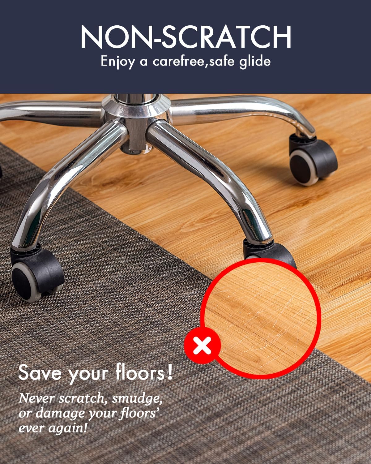 Baroyal Office Chair Mat for Hardwood Floor, Anti-Slip PVC, 36 x 48 Inch - Image 2