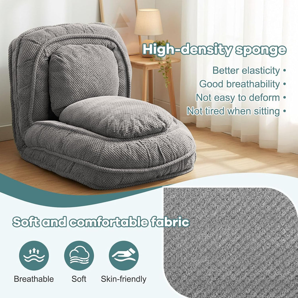 Human Dog Bed for Adults & Pets, 5-Position Floor Chair, Gray - Image 6