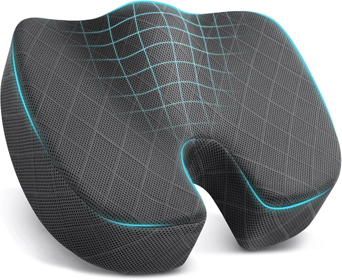 Seat Cushion - Memory Foam Cushion for Office Chair, Car Seat, Airplane, Bleacher - Sciatica & Hip & Coccyx Pain Relief Cushions for Long Sitting Office Workers, Car Drivers (Grey, X-Large) | for Car Seat, Airplane, Desk Chair - Sciatica & Hip & Coccyx... by TushGuardSeatCushonsPillows