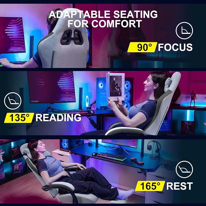 GTPLAYER Gaming Chair, Computer Office Chair with Pocket Spring Cushion, Linkage Armrests and Footrest, High Back Ergonomic Computer Chair with Lumbar Support Task Chair with Footrest - Image 7