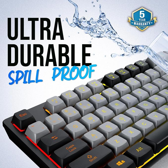KLIM Chroma Wireless Keyboard – RGB Backlit Gaming, Rechargeable Battery, PC Keyboard, Durable & Water-Resistant, Compatible with PS4, PS5 & Mac - Black - Image 9