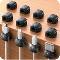 12Pack Cord Organizer - Chfeila [Dual Spring & Clasp Lock] Cable Management Clips, Adhesive Phone Charger Keeper, Compact Wire Holder for Nightstand/Car, Home Office Desk Accessories Decor Essentials by Chfeila
