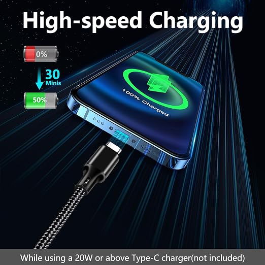 USB A to USB C Cable, 5 Pack Type C Fast Charger Cord (Black) | 3/3/6/6/10ft Nylon Braided Data Transfer Wire for iPhone 17/16/15 Plus/Pro Max iPad Air Ps5 Controller Samsung Galaxy - Image 2