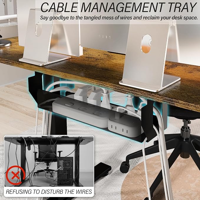 Kingant Standing Desk, 40x24 Inch Electric Height Adjustable Computer Desk | Ergonomic Small Sit Stand Desk Rising Desks for Home Office Stand Up Desk Computer Workstation with Cable Management - Image 4
