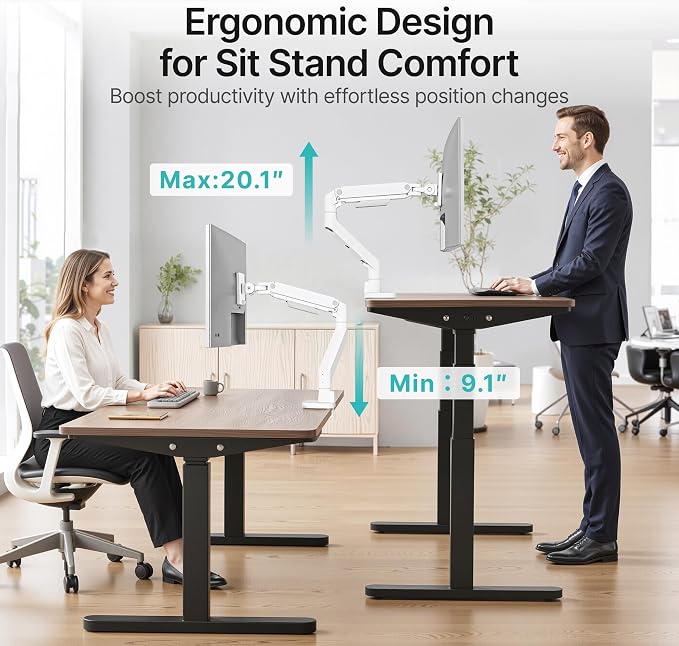 Heavy Duty Single Monitor Arm for 17-49 Inch,Holds 44 lbs, White | Ultrawide Monitor Mount, Adjustable Gaming Desk Mount for 75/100 Vesa Mount - Image 5