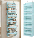 HOMELUX THEORY Over the Door Organizer, 6-Tier, 100D Fabric, Baby Blue 1pc | Over the door shoe organizer, 50 lbs capacity, 12 side mesh pockets, 100D extra thick fabric, Closet & entryway storage by HomeluxTheory