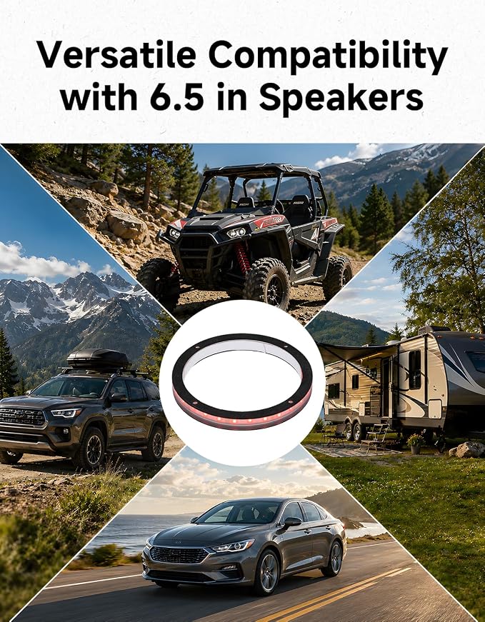 KEMIMOTO 6.5” RGB Car LED Speaker Rings Compatible with UTV SUV Marine RV | Speaker Ring Lights Music Sync Dreamcolor Interior Lighting for 6.5 inch Speakers (4 Pack) - Image 7