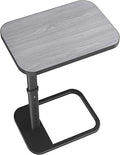 Kitstorack TV Tray Table, Adjustable Height & Rounded Metal Corners, Snack Table for Couch, Sofa, Bed, Chair, Living Room, C Shaped End Side Table for Eating, Dinner or Laptop, Small Spaces, Dark Gray by Kitstorack