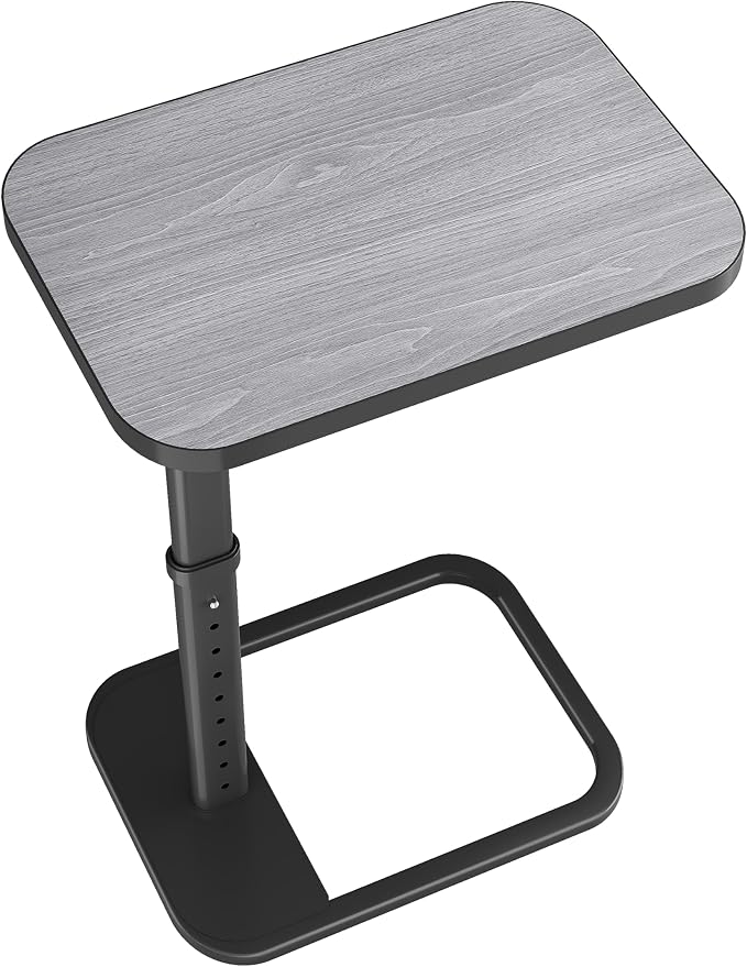 Kitstorack TV Tray Table, Adjustable Height & Rounded Metal Corners, Snack Table for Couch, Sofa, Bed, Chair, Living Room, C Shaped End Side Table for Eating, Dinner or Laptop, Small Spaces, Dark Gray by Kitstorack