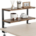 2-Tier Desk Extender, 22-inch Clamp-On Desk Shelf, Height-Adjustable Desktop Shelf Organizer for Monitors Office and Gaming Accessories, Arm Support Table Extension, Dark Brown by ART-GIFTREE