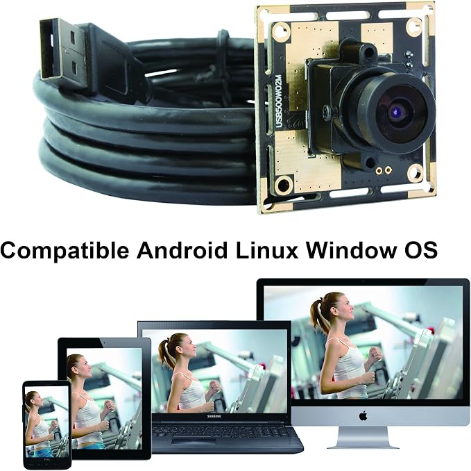 ELP 5mp USB Camera Module for Computer Industrial Machine Vision Webcam | 2.1mm Lens Wide Angle PC Camera for Windows Linux Android, Mac, UVC USB2.0 Lightburn Camera for Laptop, Computer, Jetson Nano - Image 4