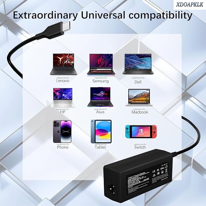 45W USB-C Laptop Charger | For Chromebook Spin 11 13 R13 315 CP311 C933 CB5-312T R751T SF713 SP714 N17Q5 N17P6 N16Q14 N18Q1 N15Q13 All USB Type C Laptop - Image 4
