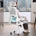 Ergonomic Office Chair,Mesh Office Chair with Lumbar Support,High Back Desk Chair with Flip-up Arms,400 lbs Big and Tall Computer Chair with Headrest,Comfy Desk Chairs (Light Grey) by NexthroOfficeChair