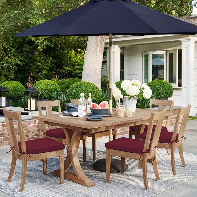 HARBOREST Outdoor Chair Cushions Set of 6, Water Resistant Patio Chair Cushions with Ties, Outdoor Seat Cushions for Patio Furniture, 17"x16"x2", Burgundy - Image 7