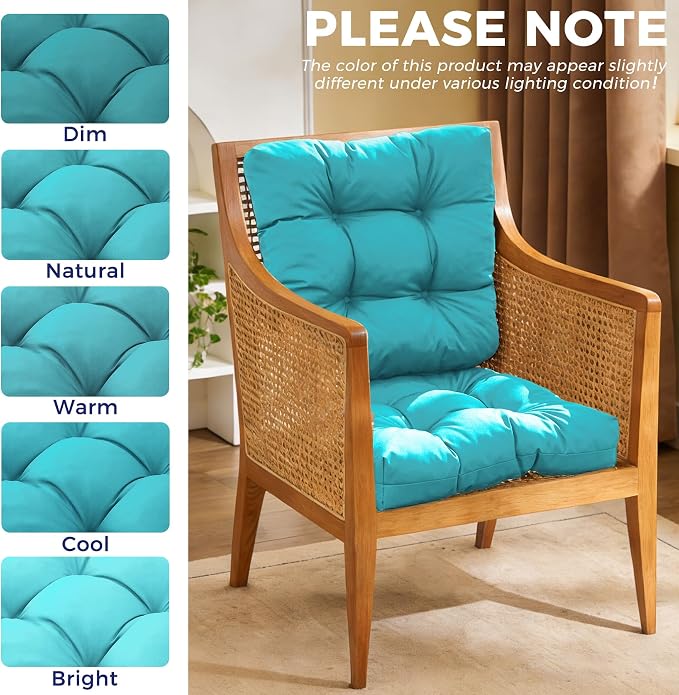 IASEAHK Outdoor Chair Cushions Set of 4, 19" x 19" x 5", Waterproof Outdoor Seat Cushions for Patio Furniture, Fade-Resistant Patio Chair Cushion, Dining Wicker Chair Pads for Porch Garden, Teal - Image 7