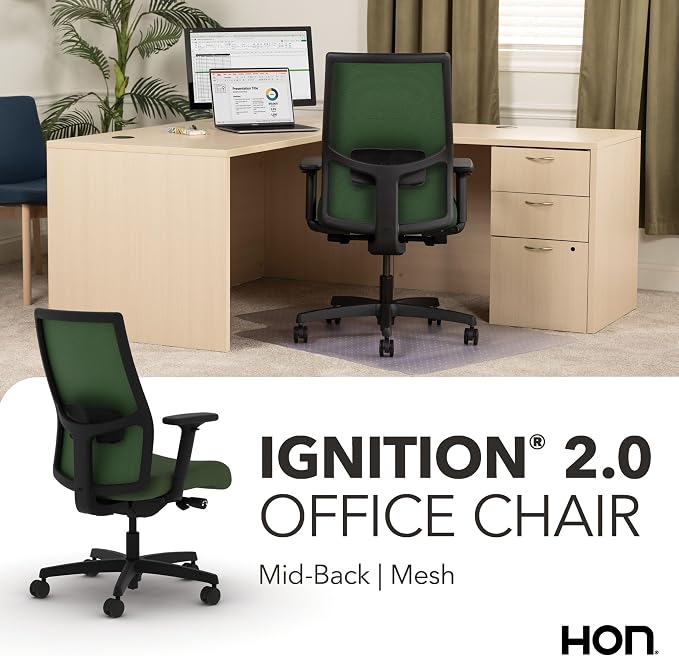 HON Ignition 2.0 Ergonomic Office Chair, Lumbar Support, Desk Chair, Leaf | Ergonomic office desk chair with lumbar support, adjustable arms, office decor, workstation comfort for focused productivity - Image 7