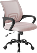 OLIXIS Ergonomic Office Chair, Home Desk Mesh Chairs, Lumbar Support | Height Adjustable, Fixed Armrest, Rocking Mode, 360 Swivel, Storage Back, Computer, Pink by OLIXIS
