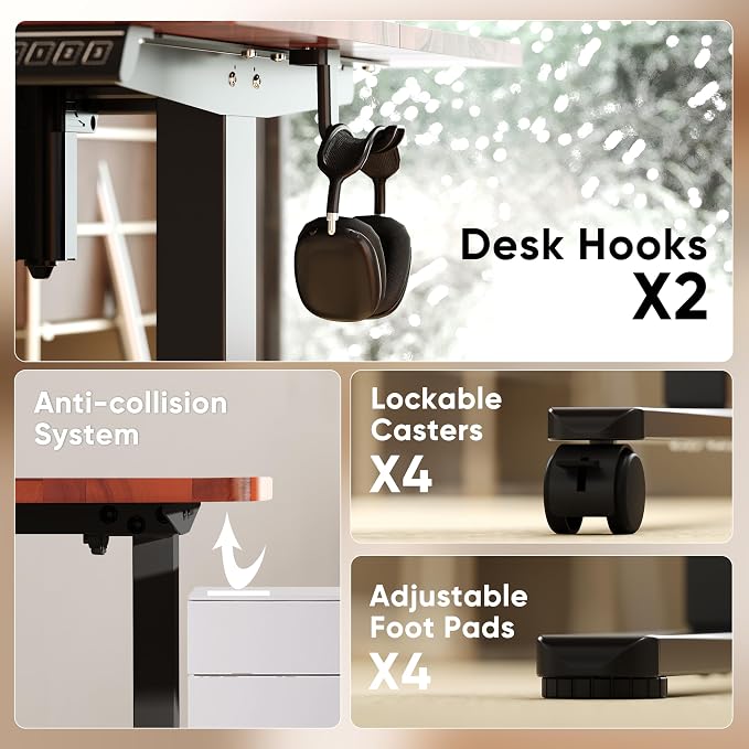 Monomi Electric Standing Desk 55”x24”, Height Adjustable Desk with Wheels - Image 8