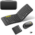 Samsers Ergonomic Split Foldable Keyboard and Mouse for Travel and Business | PU Leather Cover, Split Design, 6-Row Layout, 3 Devices Switching, 2.4G + BT5.0 x2, Quiet Mouse, Hard Case, USB-C Charging by HOME