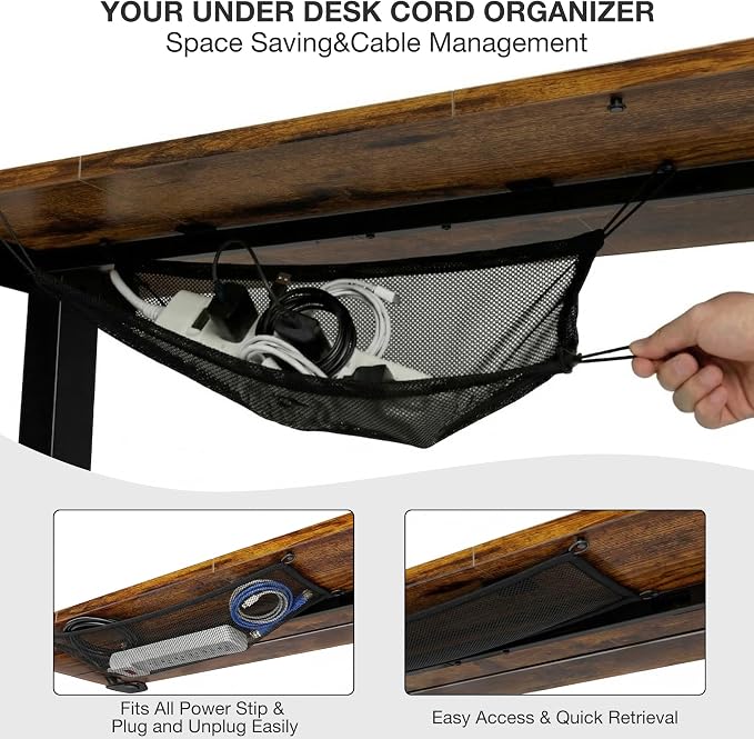 Electric Standing Desk with Cable Management,Rustic Brown Height Adjustable Desk with Memory Presets, Sit Stand Table for Work from Home, Ergonomic Computer Desk,55 x 24 inch - Image 5