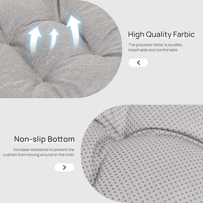 Love's cabin Memory Foam Chair Cushions Set of 4, 19 Inch, Light Grey | 19"x19"x3.5", Indoor & Outdoor Chair Seat Pads with Non-slip Bottom and Ties, for Dining, Kitchen, Office and Patio Chair - Image 3