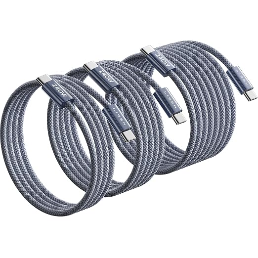 LISEN USB C to USB C Cable, 240W Fast Charging Cable (3.3FT+6.6FT+10FT) | 3-Pack, Midnight | for iPhone 17/16/15 Series, MacBook Pro/Air/Neo, iPad Pro/Air, Laptop by Lisen