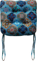 vctops Boho Geometric Chair Cushions with Ties U-Shaped Soft Cozy Cotton Linen Chair Pads Non Slip Seat Cushions for Indoor Dining Room and Kitchen Chairs (Blue,18"x18") by vctops