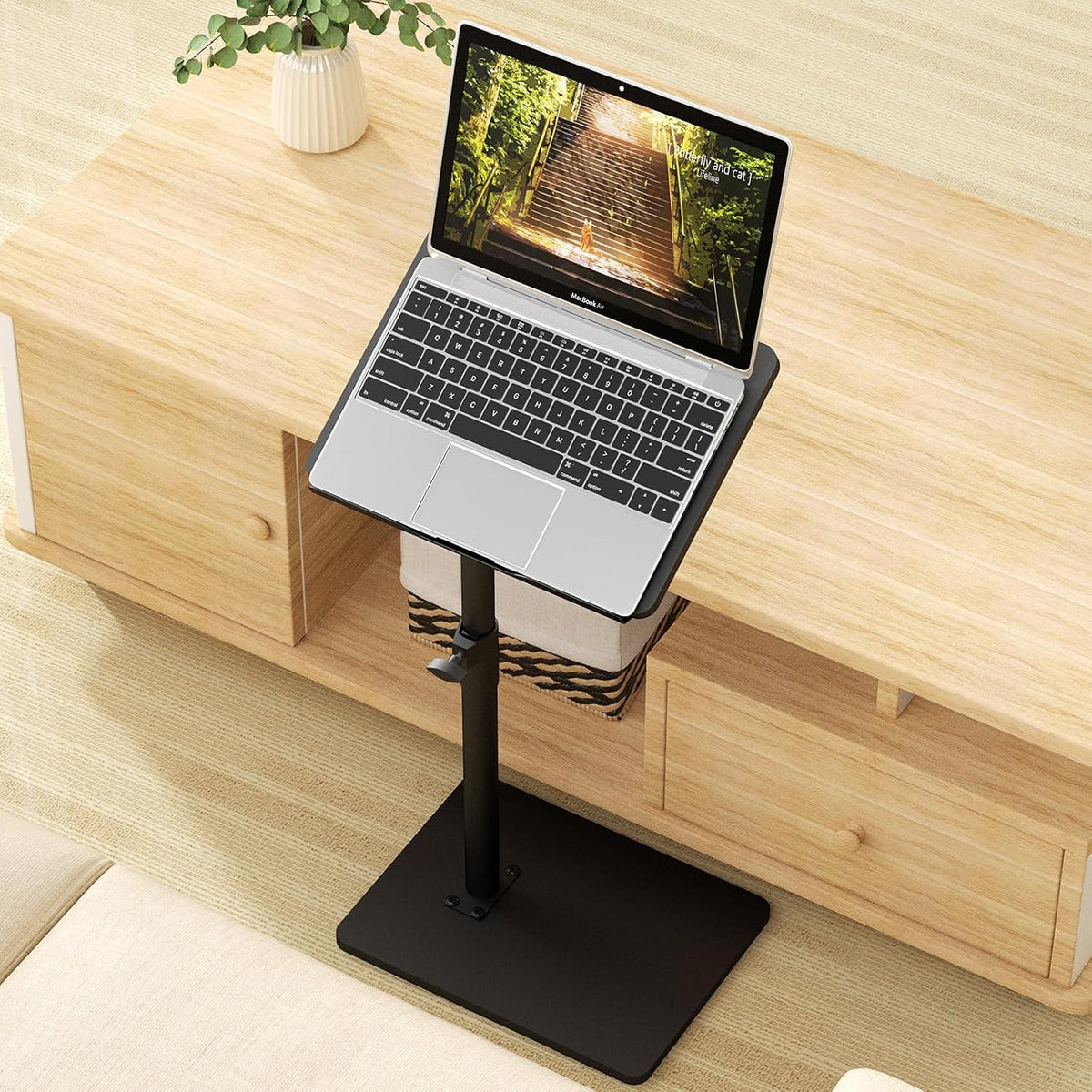 Sofa Armrest Tray Table for Couch - 360° Swivel Height Adjustable End for Small Spaces, Snack Side Table for Bed or Chair with Phone & Tablet Slot (Black,Angle Adjustable) - Image 6