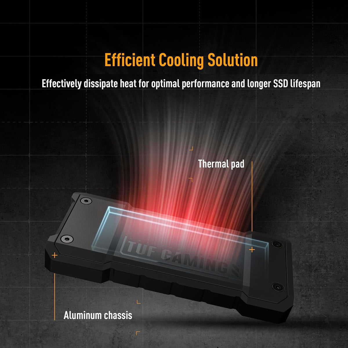 ASUS TUF Gaming A2, USB-C 3.2 Gen 2x2 SSD Enclosure, Dual M.2 NVMe PCIe and SATA, MIL-STD-810H Drop Resistance, IP68 Water and dust Resistance, Aluminum Alloy Chassis, 1 Year Warranty - Image 5