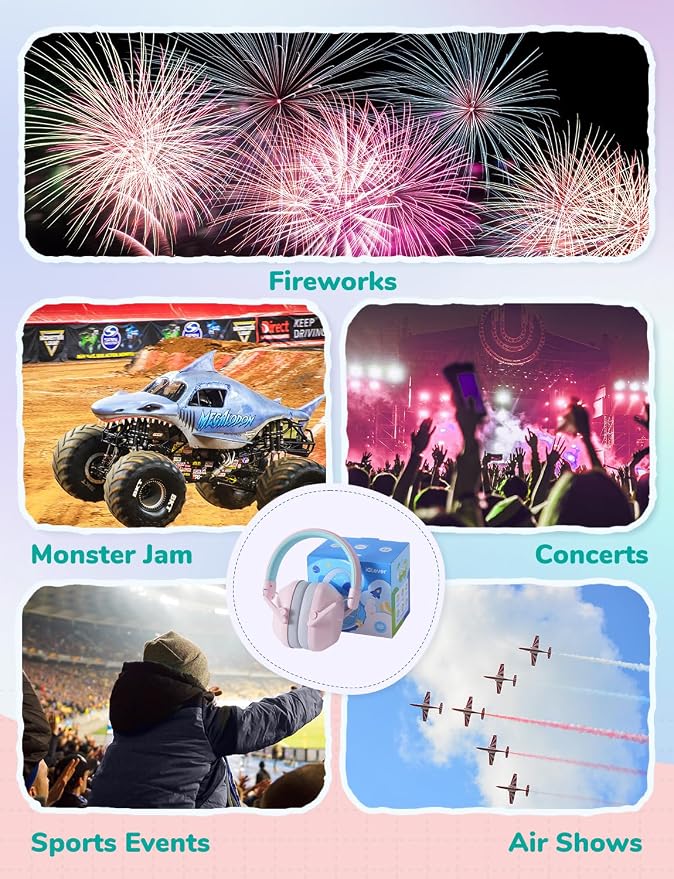 iClever EM01 Noise Cancelling Headphones for Kids Adults, SNR 29dB EarMuffs | Noise Reduction Ear Muffs for Autism Sensory Concentration Aid Ear Hearing Protection for Fireworks Event Monster Jam Concert - Image 5